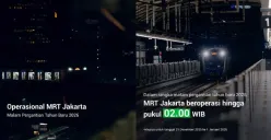MRT Jakarta beroperasi hingga pukul 02.00 WIB pada malam tahun baru 2026. (Sumber: Instagram/@mrtjkt)