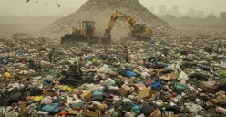 Ilustrasi tumpukan sampah. (Sumber: Gemini Ai)