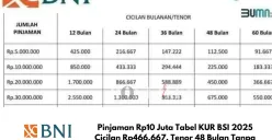 Simulasi angsuran KUR BNI 2025 dengan bunga rendah 6% per tahun. Cocok untuk UMKM dan TKI yang membutuhkan modal usaha. (Sumber: Poskota/Yusuf Sidiq)