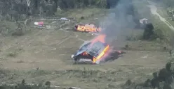 KKB membakar dua bangunan gedung Sekolah Dasar (SD) dan dua bangunan kantor dibakar KKB akibat urusan asmara di Distrik Sinak, Kabupaten Puncak, Papua Tengah. (Sumber: Dok. Operasi Damai Cartenz)