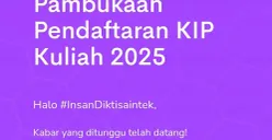 KIP Kuliah 2025 membantu mahasiswa kurang mampu meraih pendidikan tinggi tanpa biaya. Daftar sekarang dan wujudkan impianmu! (Sumber: Facebook)