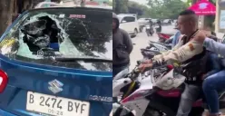 Momen seorang pria melakukan perusakan kaca mobil di Cengkareng, Jakarta Barat. (Sumber: Tangkap Layar X/@baco*tetangga)