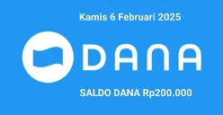 Kamis 6 Februari 2025 Anda bisa cairkan saldo DANA Rp200.000 masuk ke dompet elektronik. (Sumber: Poskota/Gabriel Omar Batistuta)