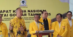 Menteri ESDM sekaligus Ketua Umum Partai Golkar, Bahlil Lahadalia di acara Rakernas Golkar, Sabtu, 8 Februari 2025. (Sumber: Poskota/Pandi Ramedhan)