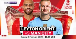 Streaming Leyton Orient vs Manchester City di putaran 4 FA Cup 2024-25. (Sumber: Vidio)