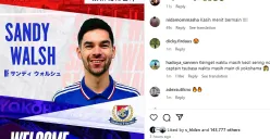 Tangkap layar netizen Indonesia membanjiri kolom komentar postingan akun Instagram Yokohama Marinos yang mengumumkan bergabungnya Sandy Walsh. (Sumber: Instagram @yokohamaf.marinos)