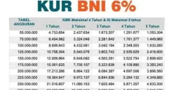 Ilustrasi tabel angsuran KUR BNI 2025 (Sumber: Facebook/ Kredit Usaha Rakyat)