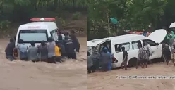 Momen ambulans bawa pasien kritis di Kupang dibantu warga terobos banjir di Sungai Nefopal. (Sumber: Tangkap Layar Instagram/@pembasmi.kehaluan.reall)