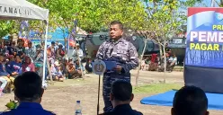 Aspotmar Kasal Mayjen TNI (Mar) Hermanto di Tanjung Pasir, Tangerang. (Sumber: Poskota/Veronica Prasetio)