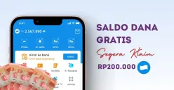 Klaim saldo DANA gratis Rp200.000 dari link DANA Kaget terbaru. (Sumber: Poskota/Della Amelia)