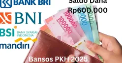 Selamat Rekening BRI, BNI, BSI dan Bank Mandiri Anda berhasil terima saldo dana Rp600.000 dari subsidi bansos PKH 2025. (Sumber: Poskota/Gabriel Omar Batistuta)