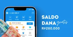 Klaim saldo DANA gratis Rp280.000 dari aplikasi penghasil uang. (Sumber: Poskota/Della Amelia)