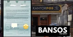 KPM penerima dana bansos subsidi BPNT tahap 1 2025 di Pos Indonesia, dimbau membawa KTP dan KK sebagai syarat pengambilan bantuan. (Sumber: Poskota/Neni Nuraeni/Facebook/Sobat Bansos)