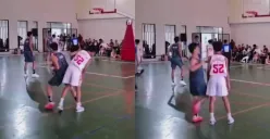 Momen seorang pelajar dipukul oleh pelajar lainnya saat pertandingan basket berlangsung di Kota Bogor. (Sumber: Tangkap Layar Instagram/@fodelba)