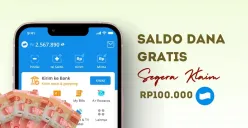 Klaim saldo DANA gratis Rp100.000 dari link DANA Kaget. (Sumber: Poskota/Della Amelia)