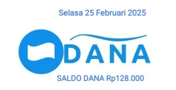 Saldo DANA Rp128.000 bisa diklaim hari ini Selasa 25 Februari 2025 ke dompet elektronik. (Sumber: Poskota/Gabriel Omar Batistuta)