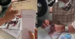 Seorang ibu memaksa ingin membeli motor baru pakai uang kertas dengan tulisan tangan. (Sumber: Tangkap Layar Instagram/@jabodetabek24info)