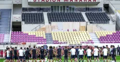 Skuad Bhayangkara FC tengah bersiap dalam menghadapi laga final di Stadion Manahan, Surakarta. (Foto: Instagram/@bhayangkarafc)