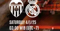 Cek segera di sini jadwal dan link live streaming Valencia vs Real Madrid. (Sumber: X/ B12EGERZ)