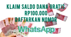 Daftarkan Nomor WA Pada Aplikasi Ini Untuk Hasilkan Saldo Sana Gratis Rp100.000(Poskota/Edit Oleh Resi Siti Jubaedah)