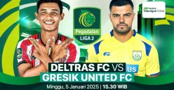 Link live streaming pertandingan Deltras Sidoarjo vs Gresik United, dalam lanjutan pertandingan Liga 2 2024-25. (Foto: Vidio)