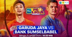 Streaming pertandingan Proliga 2025 antara Jakarta Garuda Jaya vs Palembang Bank Sumsel Babel. (Foto: Vidio)