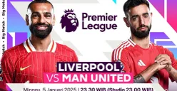 Cara nonton live streaming Liverpool vs Manchester United di matchweek 20 Premier League musim 2024-25. (Sumber: Vidio)