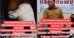 Camat Asemrowo Surabaya digerebek warga yang menyembunyikan wanita di kolong meja kantornya. (Sumber: Instagram/@andreli_48)