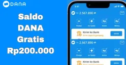 Cara dapatkan saldo DANA gratis Rp200.000 via game penghasil uang langsung masuk dompet elektronik. (Sumber: Poskota/Syania Nurul Lita Baikuni)