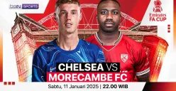 Link live streaming Chelsea vs Morecambe di putaran 3 FA Cup 2024-25. (Sumber: Vidio)