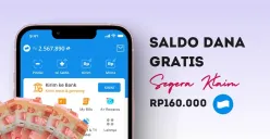 Klaim saldo DANA gratis Rp160.000 dari aplikasi penghasil uang. (Sumber: Poskota/Della Amelia)