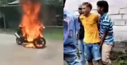 Seorang pemuda di Sumenep membakar motor guru SMA, sempat mengancamnya menggunakan senjata tajam. (Sumber: Tangkap Layar Instagram/@funnelmedia)