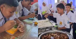 Program MBG di sekolah di Kabupaten Majalengka disajikan secara prasmanan. (Sumber: TikTok/@pemkabmajalengka)