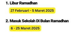 Jadwal kegiatan pembelajaran selama Ramadhan yang tetap memperhatikan nilai keagamaan dan karakter siswa. (Sumber: Facebook/Adila)