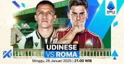 Info live streaming Udinese vs AS Roma. (Sumber: Vidio)