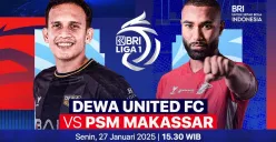 Streaming Dewa United vs PSM Makassar di pekan 20 Liga 1 2024-25. (Foto: Vidio)