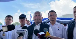 Kepala BNN RI, Marthinus Hukom, saat doorstop usai pemusnahan barang bukti narkoba di Palmerah, Jakarta Barat, Rabu, 2 Juli 2025. (Sumber: Poskota/Pandi Ramedhan)