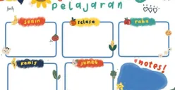 Contoh jadwal pelajaran aesthetic dari Canva yang cocok untuk siswa SD hingga SMA – kombinasi warna pastel dan layout minimalis dapat membantu meningkatkan mood belajar sehari-hari. (Sumber: Pinterest)