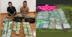 Direktorat Tindak Pidana Narkoba Bareskrim Polri menangkap dua pelak kasus penyelundupan narkotika jenis sabu seberat 27 kilogram dari jaringan Malaysia-Indonesia. (Sumber: Bareskrim Polri)