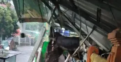 Kios UMKM di Jalan Pondok Rumput RT 002/RW 005, Kelurahan Kebon Pedes, Kecamatan Tanah Sareal, Kota Bogor, tertimpa pohon, Jumat, 18 Juli 2025. (Sumber: Dok. BPBD Kota Bogor)