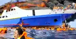 KM 5 Barcelon aterbakar di Pulau Taliase (Sumber: Istimewa)