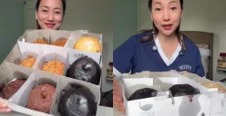 Nanakoot me-riview donat Pinkan Mambo yang viral di medsos. (Sumber: Instagram/@nanakoot_)