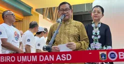Gubernur Jakarta, Pramono Anung berada di wawancarai awak media di Sarinah, Menteng, Jakarta Pusat, Jumat, 25 Juli 2025. (Sumber: Poskota/Muhammad Tegar Jihad)