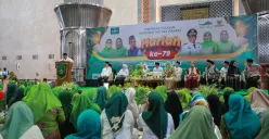 Gubernur Jakarta Pramono Anung saat menyampaikan sambutan pada acara Harlah Ke-79 Muslimat NU, di Masjid Istiqlal, Jakarta Pusat, Sabtu, 26 Juli 2025. (Sumber: Poskota/M. Tegar Jihad)