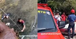 Tangkap layar proses evakuasi seorang pria yang ditemukan meninggal setelah tercebur ke Kali Cengkareng Drain, Jakarta Barat, pada Sabtu, 26 Juli 2025.