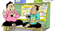 Ilustrasi obrolan warteg membahas masalah ketimpangan kesempatan kerja di tengah meningkatnya jumlah angkatan kerja. Diskusi ringan ini mencerminkan keresahan warga soal ekonomi kota yang makin sulit. (Sumber: Poskota/Arif Setiadi)
