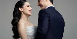 Potret mesra Steffi Zamora dan Nino Fernandez yang mengenakan gaun dan setelan pengantin. (Sumber: Instagram/@steffizamora)