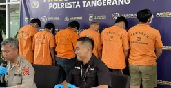 Tujuh tersangka pemalakan berhasil diamankan Polresta Tangerang. (Sumber: POSKOTA | Foto: Primayanti)