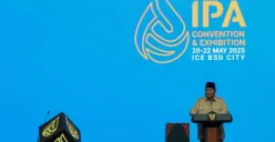 Presiden Prabowo Subianto pada pembukaan Konvensi dan Pameran Tahunan ke-49 Indonesian Petroleum Association 2025 di Indonesia Convention Exhibition BSD, Tangerang Selatan, Banten, 21 Mei 2025. (Sumber: Instagram/@presidenrepublikindonesia)