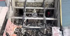 Kondisi Vihara Lalitavistara Cilincing, Jakarta Utara pascakebakaran pada Senin, 9 Juni 2025. (Sumber: POSKOTA | Foto: Pandi Ramedhan)